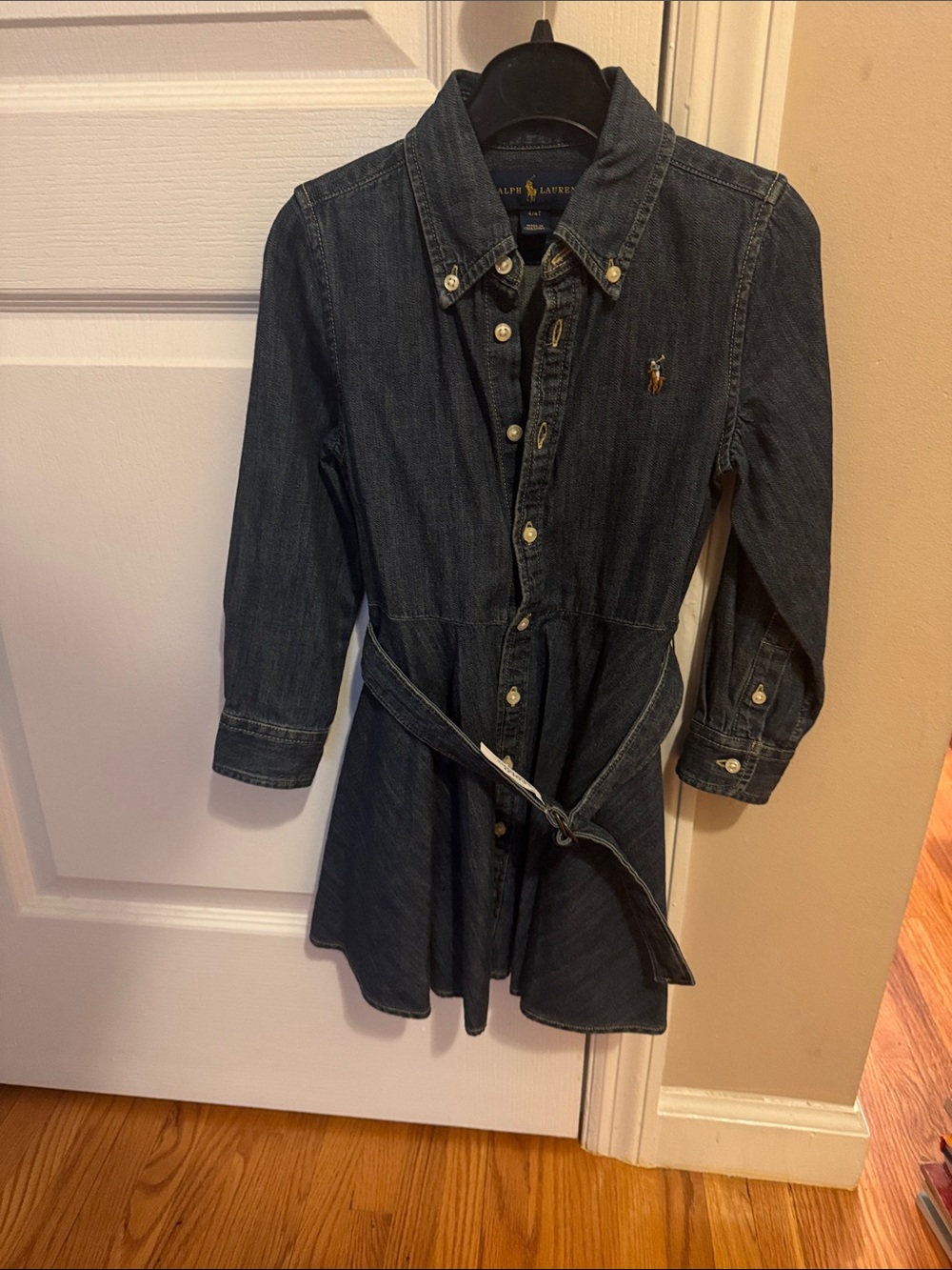 Ralph Lauren Indigo Denim Shirt Dress with Tie Belt